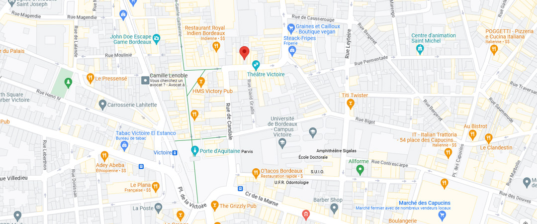 Google Maps Magasin de cigarettes électroniques BORDEAUX PLACE DE LA VICTOIRE